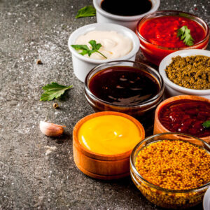 Sauces, gravies and waxes for croutons